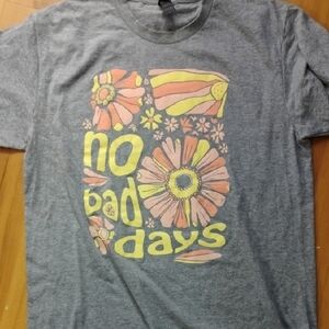 Gray Graphic Tee with Floral Design